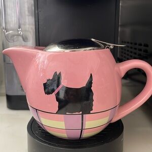 Hausenbrews  pink with plaid Scottie dog tea pot